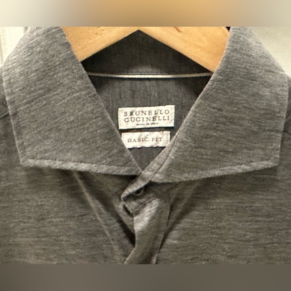 BRUNELLO CUCINELLI SILK & COTTON JERSEY SHIRT SPREAD COLLAR 60% Silk. 40% Cotton - Picture 2 of 5